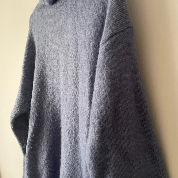Zara Oversized Knit Turtleneck Sweater Jumper Dusty Blue Size Medium - Picture 5 of 8